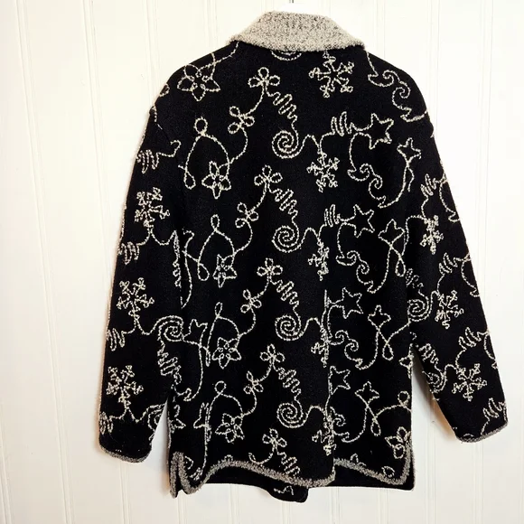 Vintage Geiger Collections Black Wool Coat Austrian Tailored Embroidery Size 40 - Picture 9 of 16